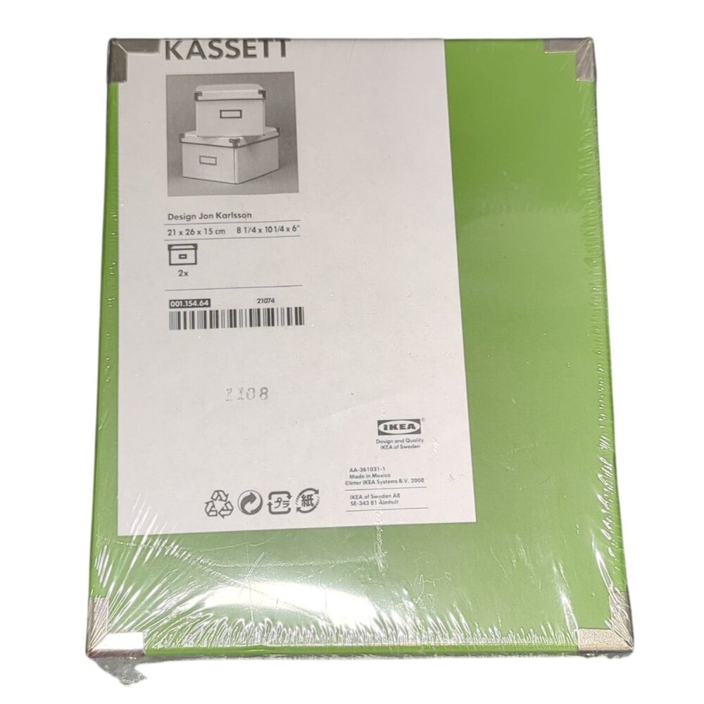 IKEA KASSETT Green Storage Boxes Set Of 2 8 1/4" X 10 1/4" X 6" SEALED NEW